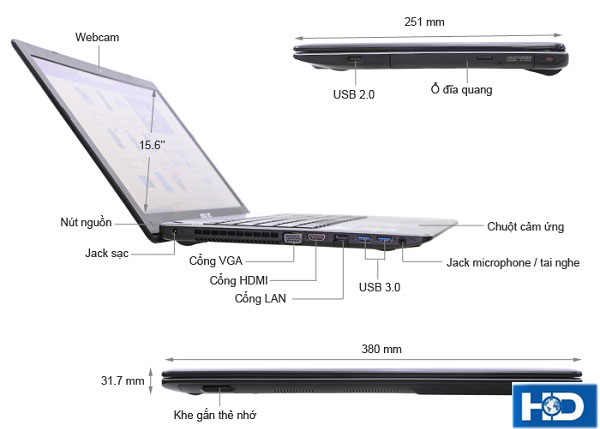 Thiết kế laptop asus x550ld